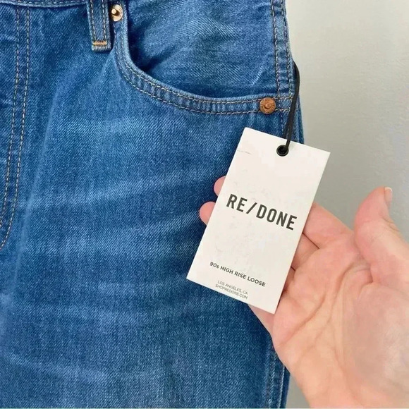 NWT Re/Done 90s High Rise Loose Jeans Destroyed Broken Blue size 27 - Picture 6 of 16